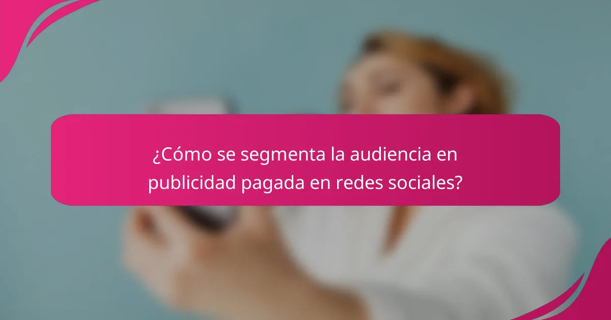¿Cómo se segmenta la audiencia en publicidad pagada en redes sociales?